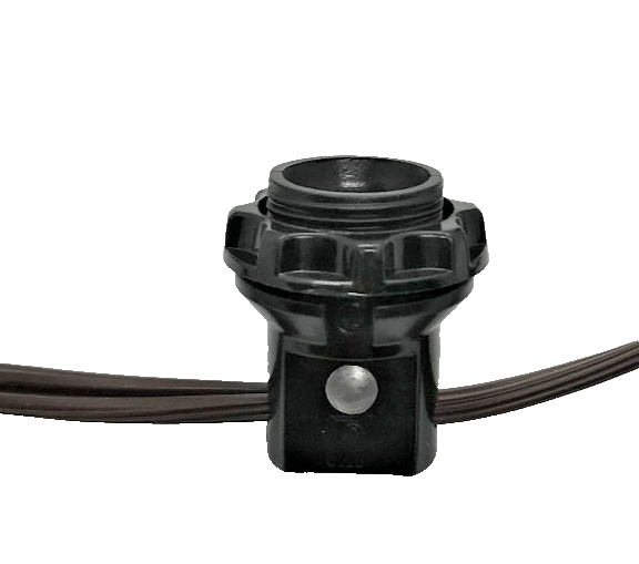 New Candelabra 3-Light E12 Harness Set With Phenolic Ring, 18/2 Brown Cord SO639