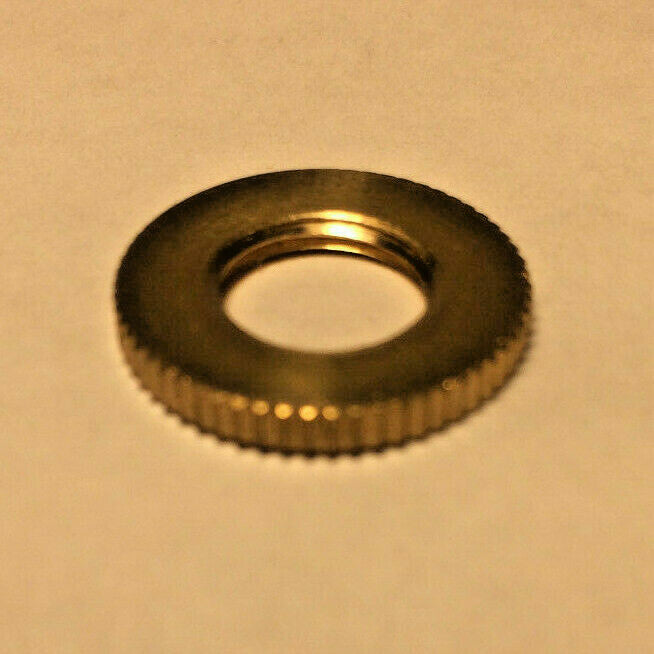 New Unfinished Brass Knurled Locknut, 1/8F (3/8" I.D.) Threads, 3/4" O.D. #LN711