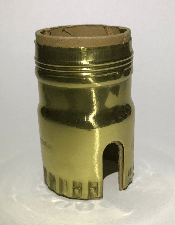 New Leviton Brand Brass Uno Socket Shell W/ One Slot, Electrolier Size, Polished - Stone Door Lamps