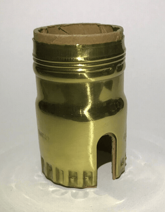 New Leviton Brand Brass Uno Socket Shell W/ One Slot, Electrolier Size, Polished - Stone Door Lamps