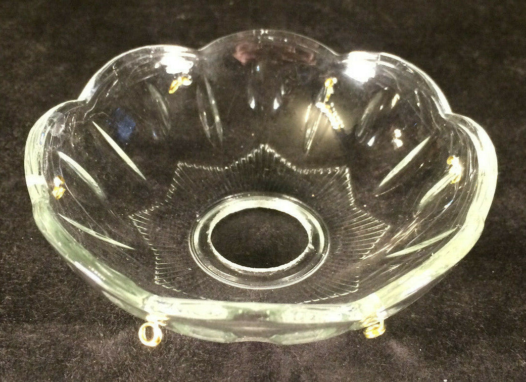 NEW 4" Pressed Glass Round Lamp Prism Chandelier Bobeche w/ 6 Brass Pins #BB922