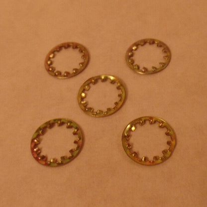 Lot of 5 Plated Steel Lock Washer, Canopy, Lamp Part 1/8 IP Slip, fits 3/8" pipe - Stone Door Lamps