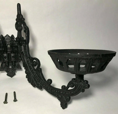 New Early American / Victorian Style 11" Cast Iron Double Wall Bracket Oil Lamp - Stone Door Lamps