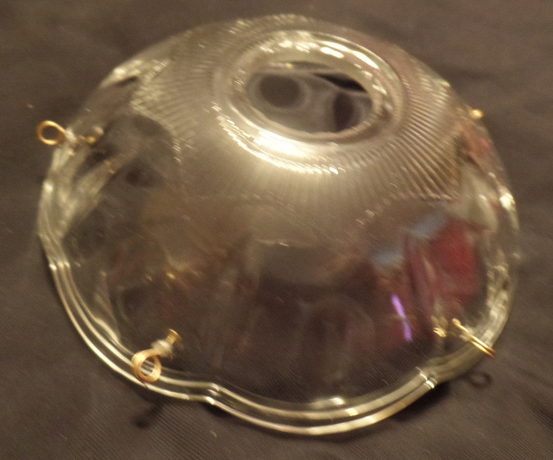 NEW 4" Pressed Glass Round Lamp Prism Chandelier Bobeche w/ 5 Brass Pins #BB902