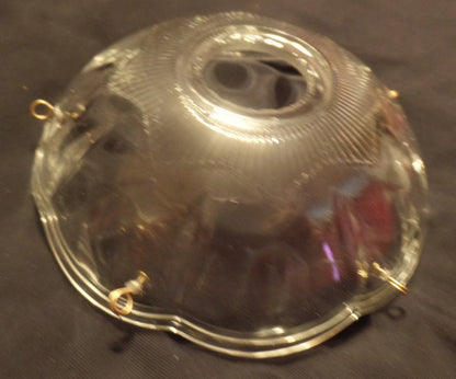 NEW 4" Pressed Glass Round Lamp Prism Chandelier Bobeche w/ 5 Brass Pins #BB902