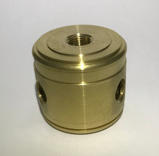 New Turned Brass 2 Pc. Modern Lamp Cluster Body, 3 Holes, 1/8F Tap, Unfinished