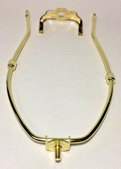 New 9 1/2" Brass Plated Heavy Duty Lamp Harp w/ Base & Protective Coating #HAR45 - Stone Door Lamps