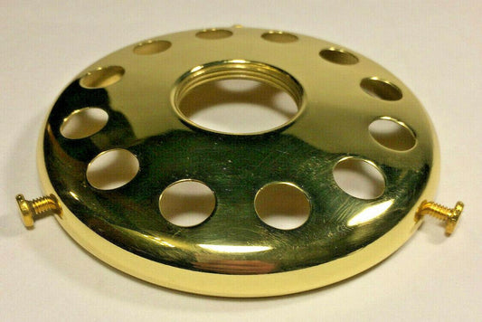 New 4" Fitter Solid Brass Screw On Uno Shade Holder, Polished & Lacquered #SH728 - Stone Door Lamps