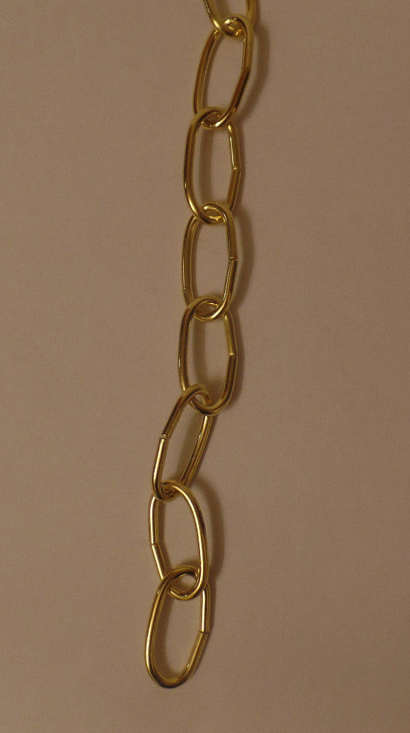 New 3' Brass Plated 10 Gauge Steel Chandelier Fixture Oval Lamp Chain #FC995