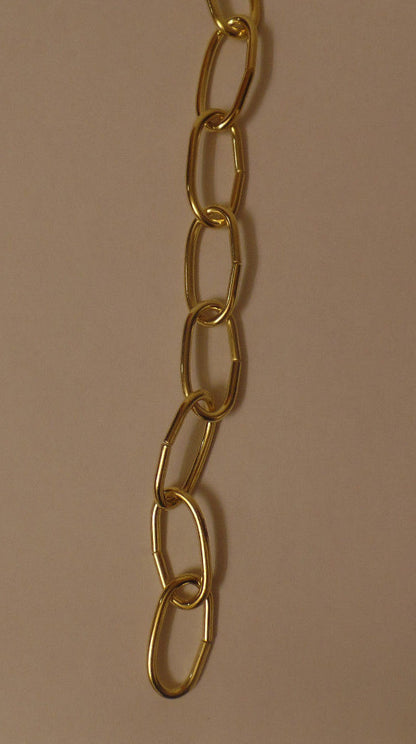 New 3' Brass Plated 10 Gauge Steel Chandelier Fixture Oval Lamp Chain #FC995