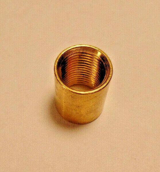 New Brass Lamp Pipe Coupling, Unfinished Brass, 9/16" ht., 1/8F (3/8") #BC936U - Stone Door Lamps