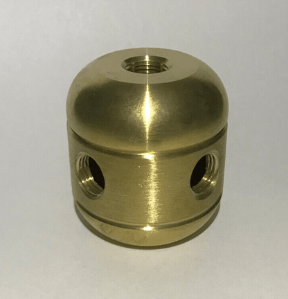 New Large Turned Brass 2 Pc. Lamp Cluster Body, 4 Holes, 1/4F Bottom, Unfinished - Stone Door Lamps
