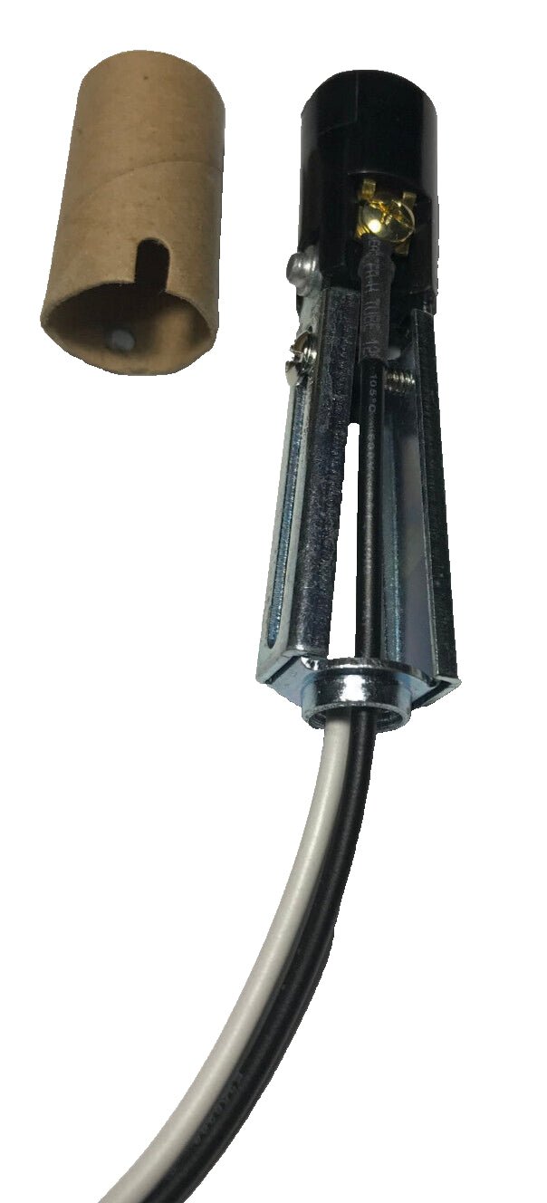 New Adjustable 3 1/4" - 4 3/4" Candelabra (E12) Lamp Socket With 10" Wire Leads - Stone Door Lamps