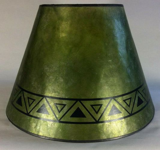 New Craftsmen Green Empire Shaped Mica Lamp Shade W/ Geometric Design Print 709E - Stone Door Lamps