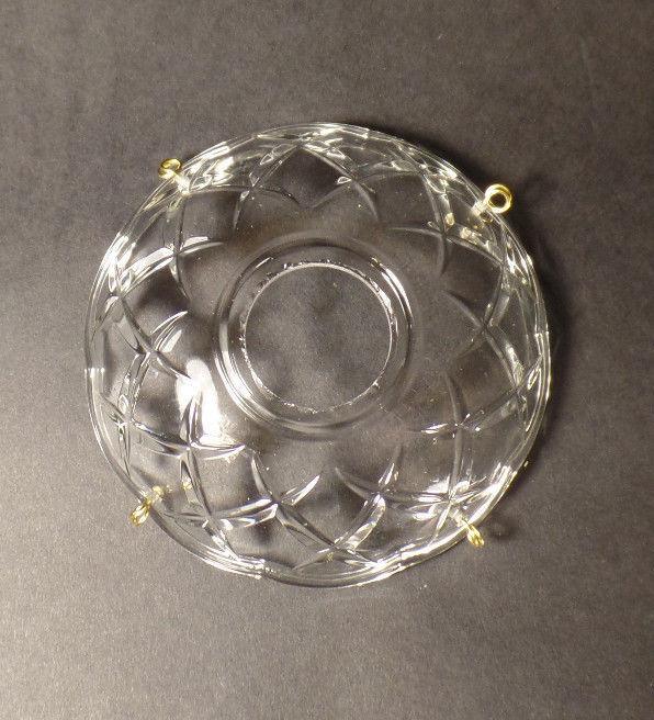 3 3/8" Pressed Glass Round Lamp Prism Chandelier Bobeche w/ 4 Brass Pins #BB925 - Stone Door Lamps