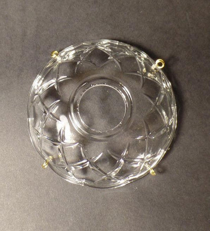 3 3/8" Pressed Glass Round Lamp Prism Chandelier Bobeche w/ 4 Brass Pins #BB925 - Stone Door Lamps