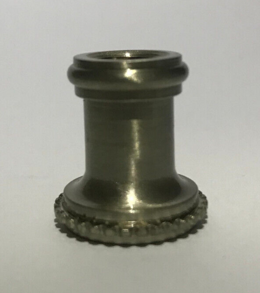 New Turned Brass Lamp Neck, Satin Nickel Finish, 1/8F Tap, 7/8" Ht. #BN946SN