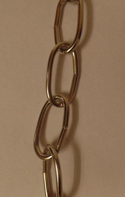 New 3' Nickel Plated 10 Gauge Steel Chandelier Fixture Oval Lamp Chain #FC995N - Stone Door Lamps
