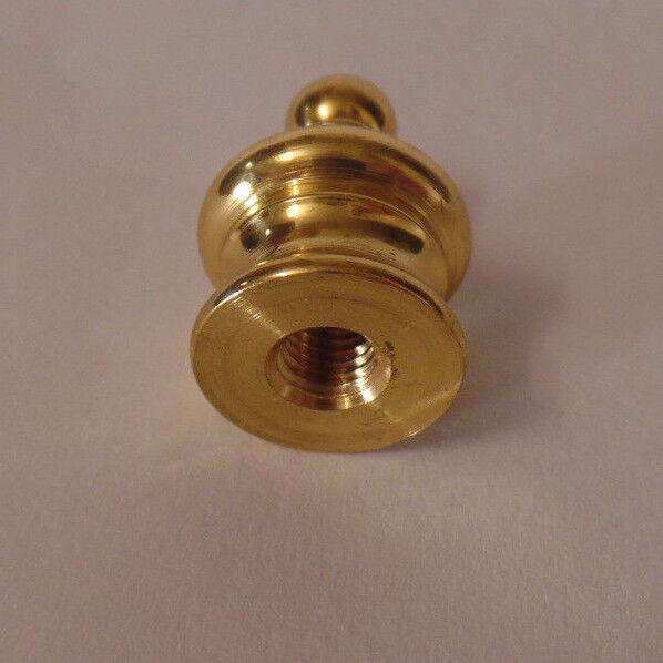 New Brass Finial For Standard Lamp Harps, 1" ht., Burnished & Lacquered #LF824