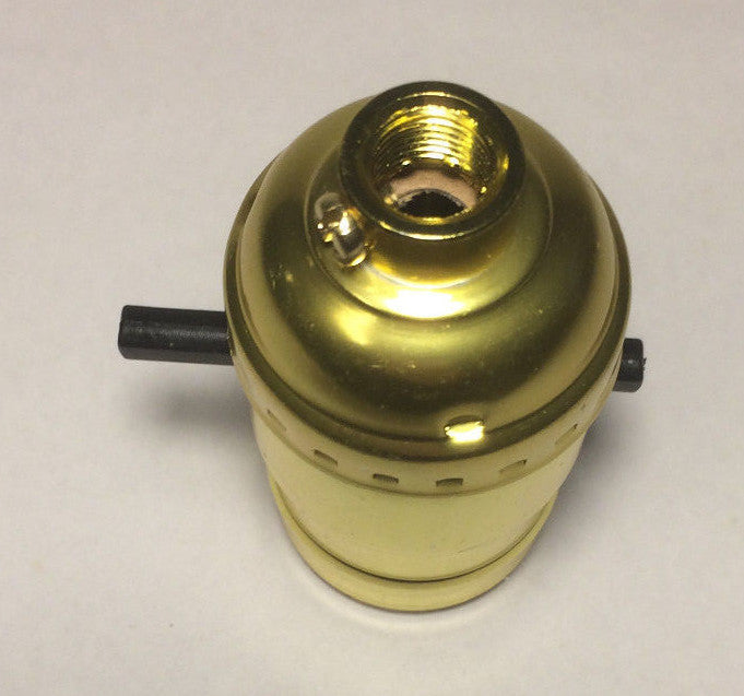 Push Thru Lamp Socket standard size Light Bulbs Brass Plated Shell Reg. Cap #341