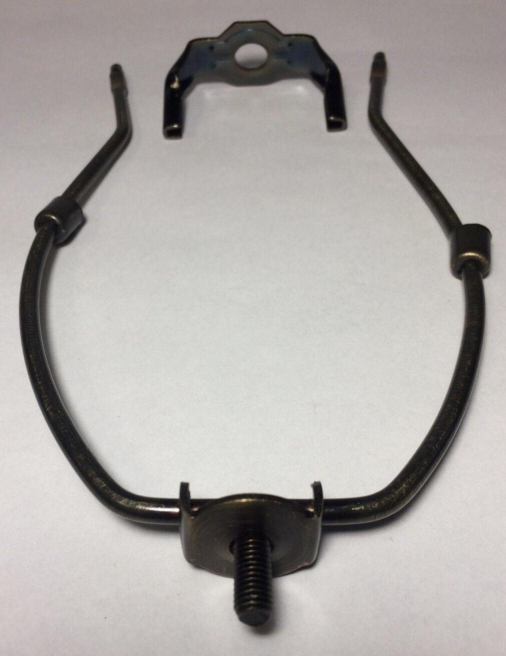 New 6" Brass Lamp HARP Shade Holder w/Base for Lamp Repair Antique Bronze Finish - Stone Door Lamps
