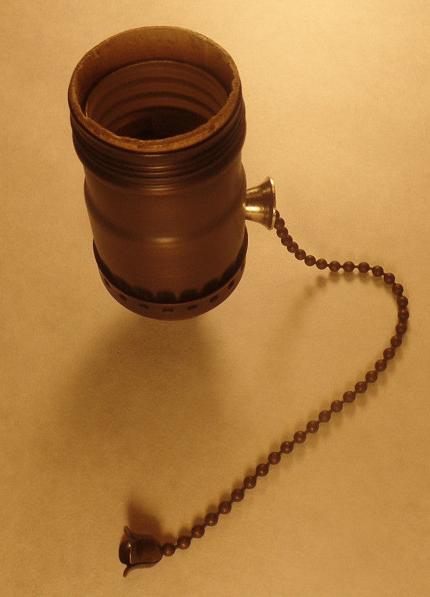 On/Off Antique Bronze Brass Pull Chain Early Electric Style Uno Lamp Socket 285B