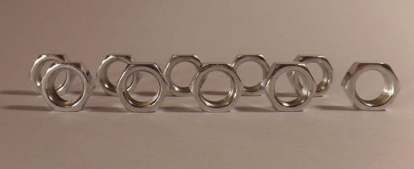Lot Of 10 1/8F Heavy Steel Counter Sunk Hexnuts Ceiling Canopy, Lamp Part #HN705 - Stone Door Lamps