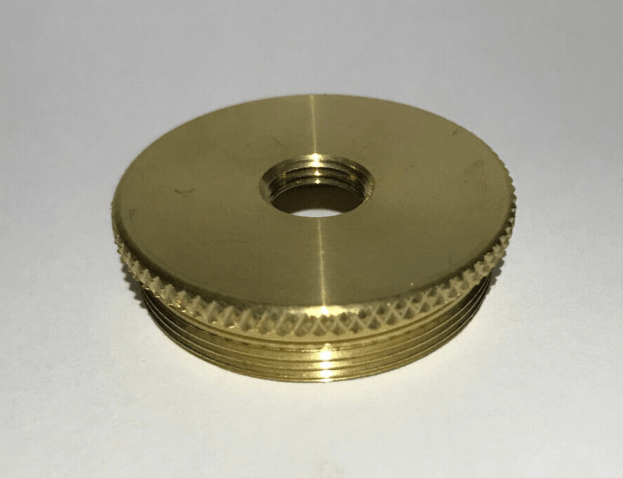 New Unfinished Turned Brass Cap For Lamp Cluster, 1/8IP Hole (3/8"), 1.494" Dia. - Stone Door Lamps