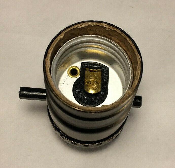 New Push - Thru Lamp Socket With Side Outlet For Cord, Antique Brass Finish #340A - Stone Door Lamps