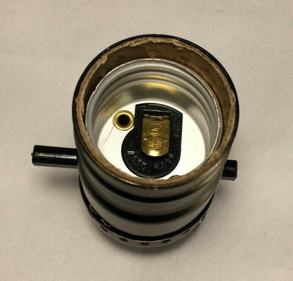New Push - Thru Lamp Socket With Side Outlet For Cord, Antique Brass Finish #340A - Stone Door Lamps