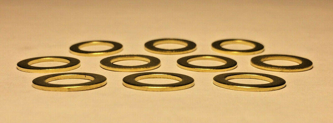New Lot of 10, 5/8" Brass Plated Steel Washer Lamp Part, 1/8IP Slip (3/8") SW729