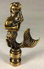 New 2 7/8" Solid Brass Mermaid Lamp Harp Finial, Antique Brass Finish #LF262A - Stone Door Lamps