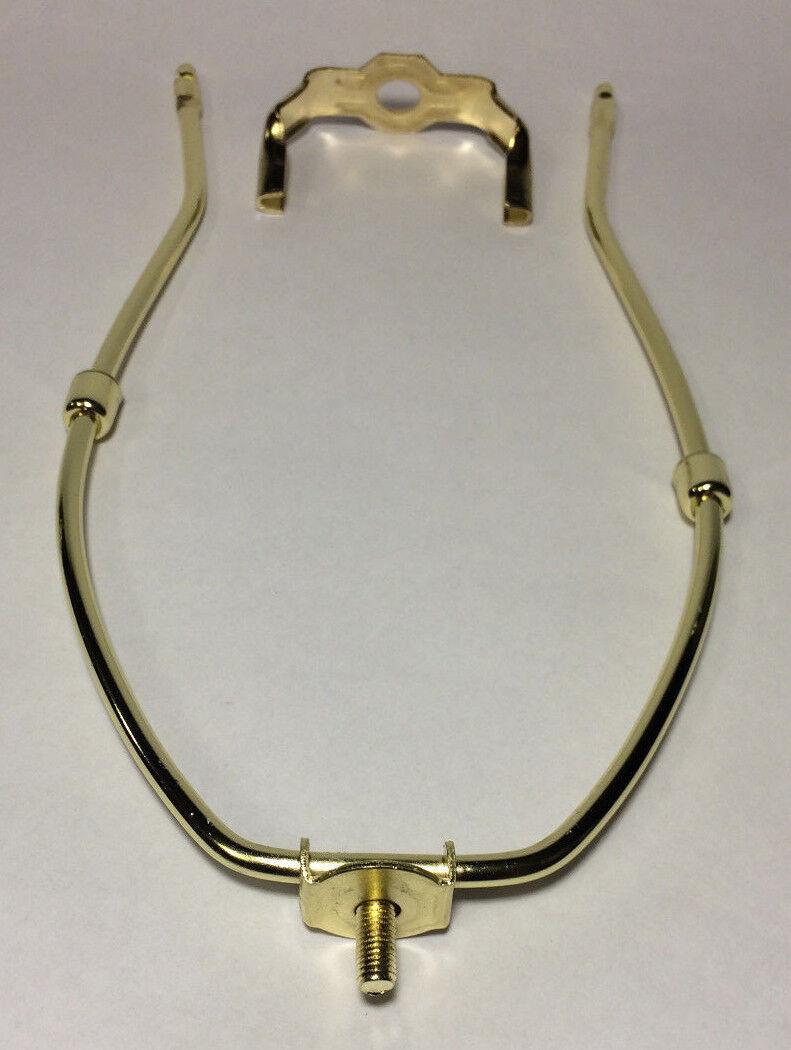 11 1/2" Brass Lamp Harp Shade Holder w/Base for Lamp Repair, Heavy Duty #HAR49 - Stone Door Lamps