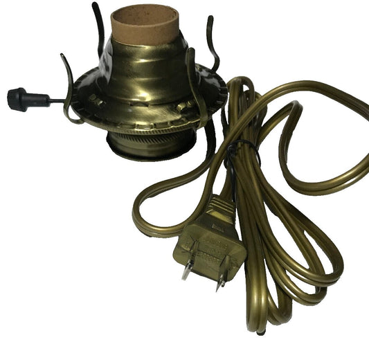 New Antique Brass Plated #2 Electric Lamp Burner W/ 6 ft. Unfinished Brass Cord - Stone Door Lamps