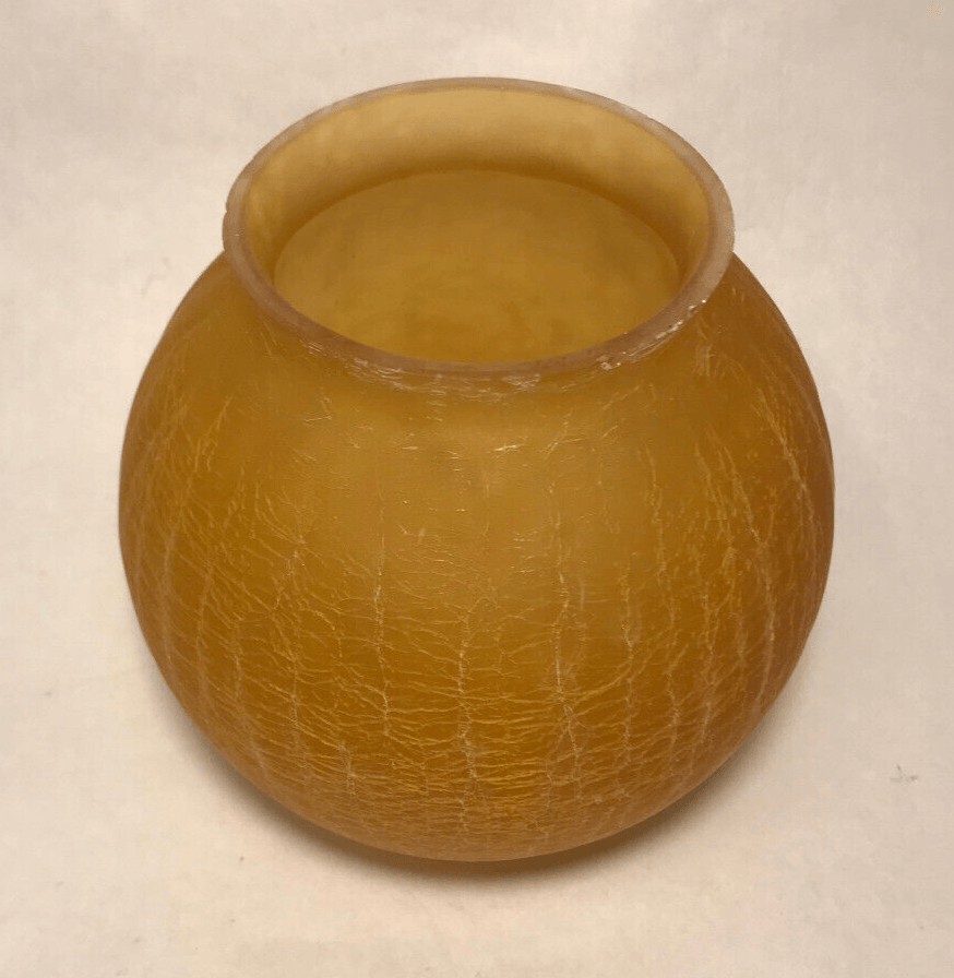 New Art Deco Amber Crackle Glass Lamp Shade, Ball Globe, 3 1/4" Fitter, #CS963 - Stone Door Lamps