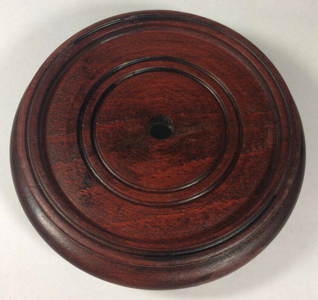 New 4 1/2" Footed Oriental Wooden Lamp Base, Rosewood Finish 1/8 IP Slip #WB253R - Stone Door Lamps