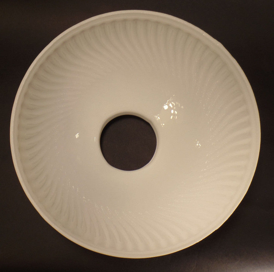 New 10" Glass Opal White Rib Swirl Crimp Top Student Lamp Shade USA Made #SH011