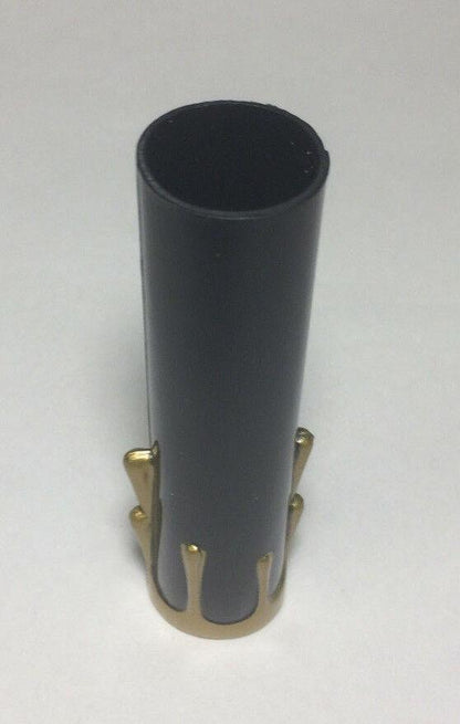 4" HEIGHT BLACK PLASTIC EDISON SOCKET CANDLE COVER W/ GOLD DRIPS, Candelabra - Stone Door Lamps