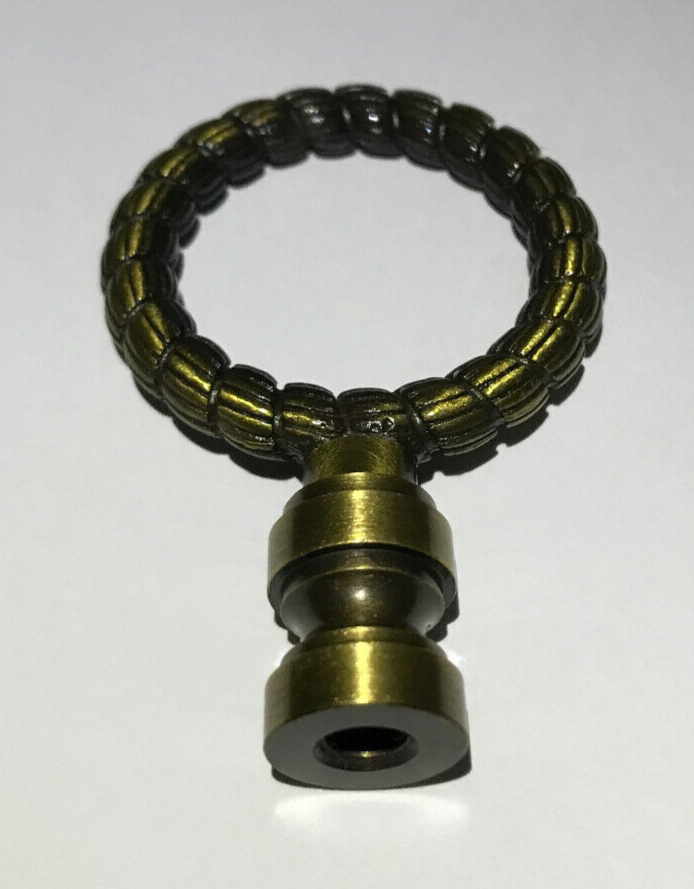 New 2 5/8" Solid Brass Lamp Finial, Antique Brass Finish, 1/4-27F #BF187A