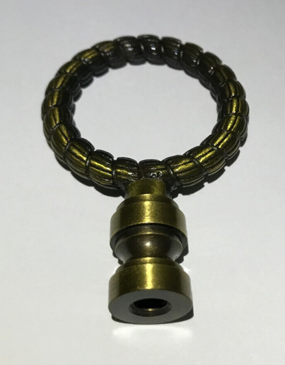New 2 5/8" Solid Brass Lamp Finial, Antique Brass Finish, 1/4-27F #BF187A