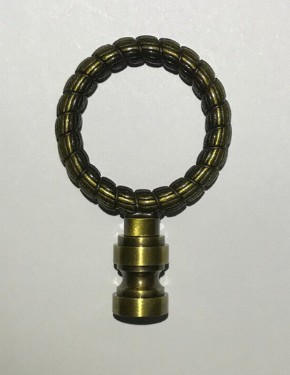 New 2 5/8" Solid Brass Lamp Finial, Antique Brass Finish, 1/4-27F #BF187A
