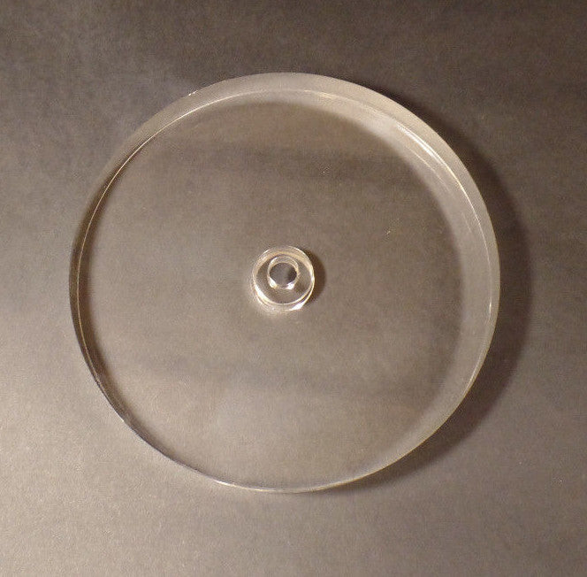 New 4" Diameter Clear Round Acrylic Lamp Break Base w/ Center Hole, No Wire Way