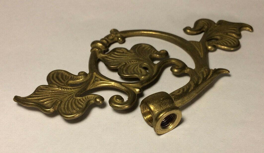 New Cast Brass Leaf Lamp Arm Back, 6 1/8" x 3 7/8", 1/8Fx1/8F (3/8") #AB485U - Stone Door Lamps
