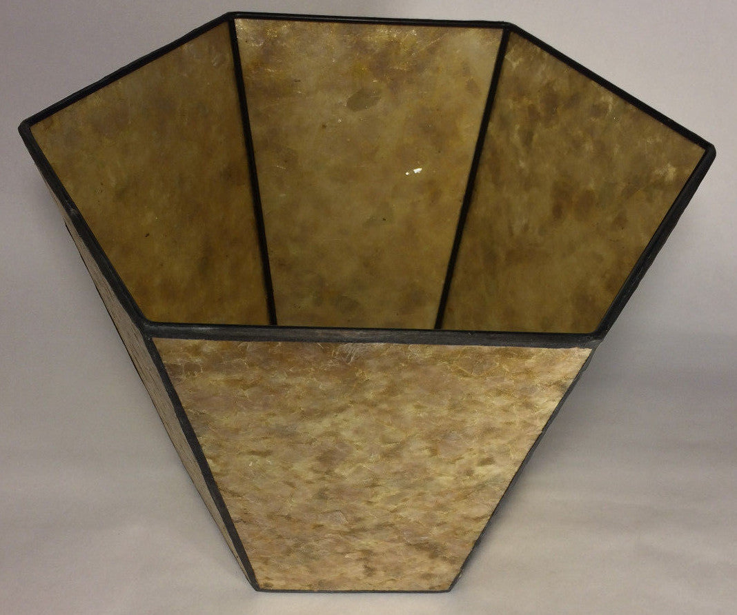 9" x 14" x 10" Golden Hexagon Style Mica Bridge Floor Lamp Shade #MS704GLD