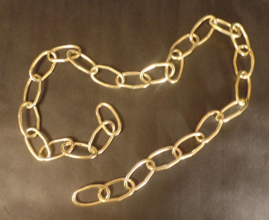 New 3' Brass Plated 8 Gauge Steel Chandelier Fixture Oval Lamp Chain #FC992 - Stone Door Lamps