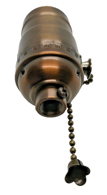 New On/Off Pull Chain Lamp Socket, Solid Brass, Antique Bronze Finish #SO286B