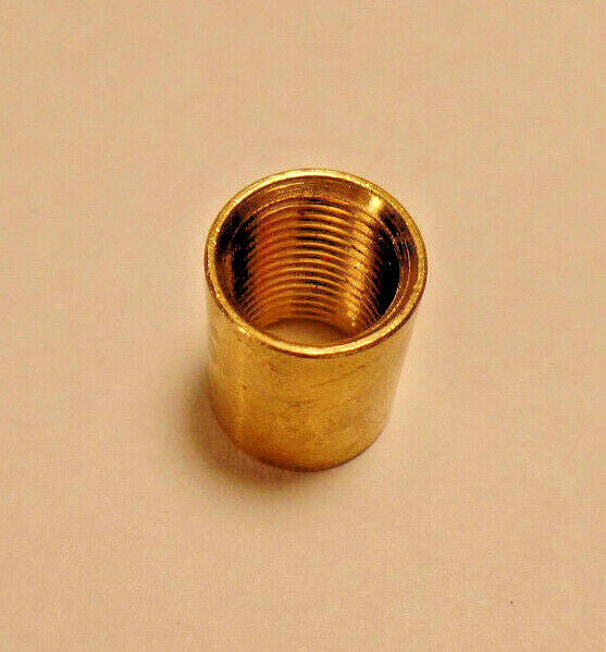 New Brass Lamp Pipe Coupling, Unfinished Brass, 9/16" ht., 1/8F (3/8") #BC936U