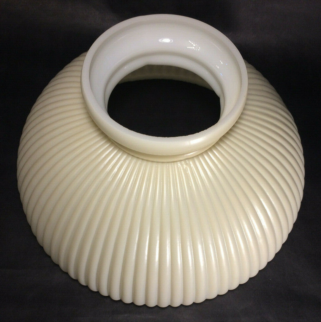 New 10" Opal Glass Ribbed Student Lamp Shade, Cream Background, USA Made #SH003