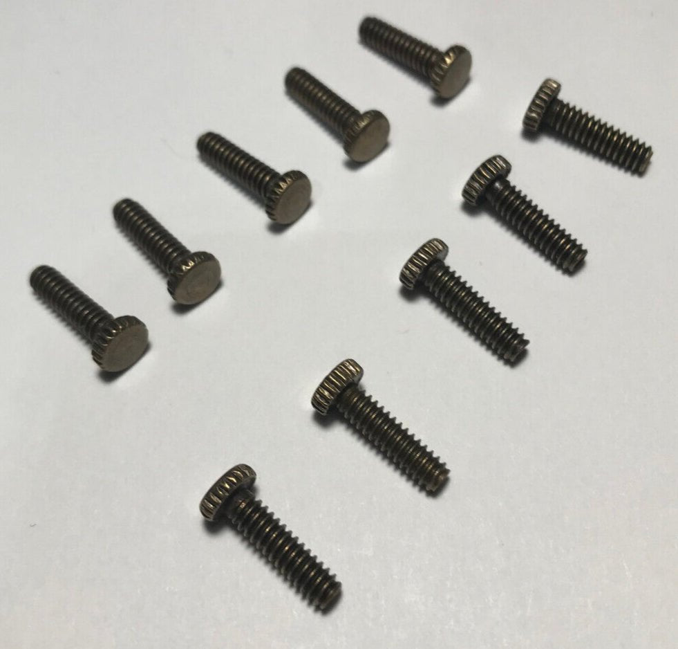 New Lot Of 10 Steel 1/2" Long Antique Brass Finish Thumbhead Screws 6/32 Thread - Stone Door Lamps