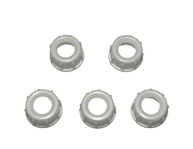 New, Lot of 5, White Bakelite (Plastic) Lamp Cord Bushings, 1/8F Tap (3/8") #905